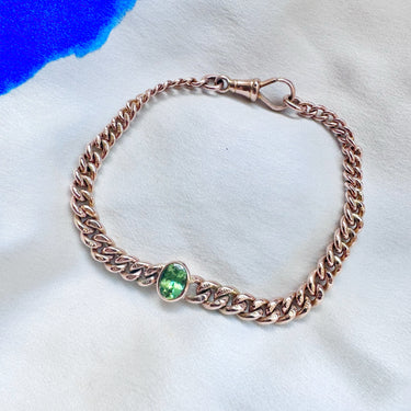 Bezel Set Tsavorite // Antique Curb Bracelet