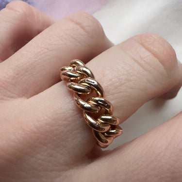 Chunky Antique Chain Ring - Size UK P / US 7.5 - 8.45g