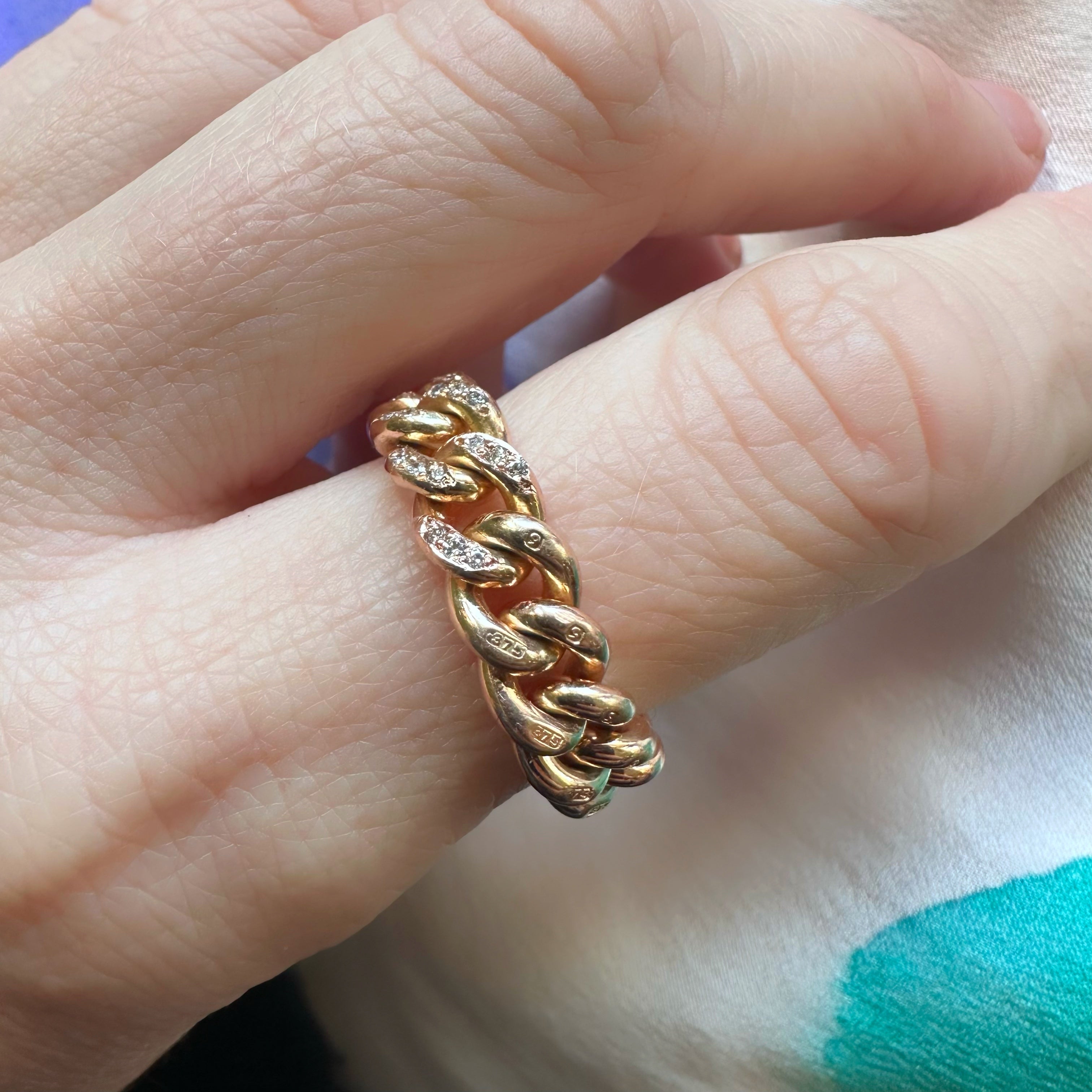 Antique Chain Ring with Diamonds – The Piece London