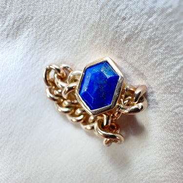 Lapis Lazuli Chain Ring - Size I.5-J
