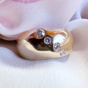 18ct Gold & Diamond Bombe Ring