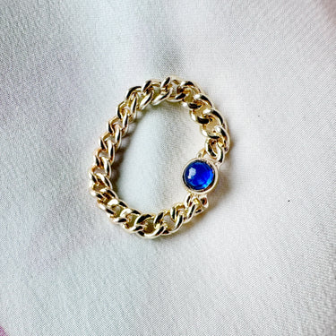 Chain Ring Stacker - Blue Sapphire