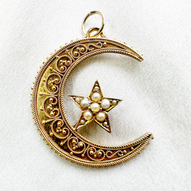 Awesome Etruscan Crescent & Star Pendant
