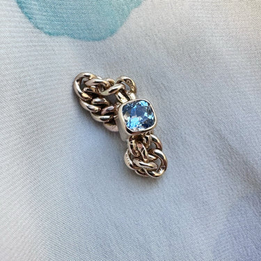 Cushion Cut Soft Cornflower Blue Sapphire Chain Ring