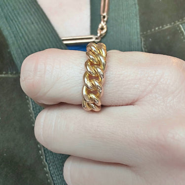 Chunky Antique Chain Ring - Size UK R / US 8.5 - 9.77g