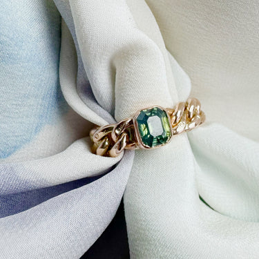 Lagoon Green Sapphire Chain Ring
