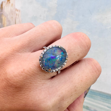 Colour-pop! Boulder Opal Triplet Cluster Ring