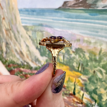 Charming Edwardian Amethyst & Pearl Bug Ring