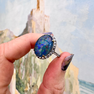 Colour-pop! Boulder Opal Triplet Cluster Ring