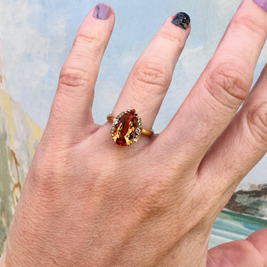 Exceptional Imperial Topaz Pear Cut Ring