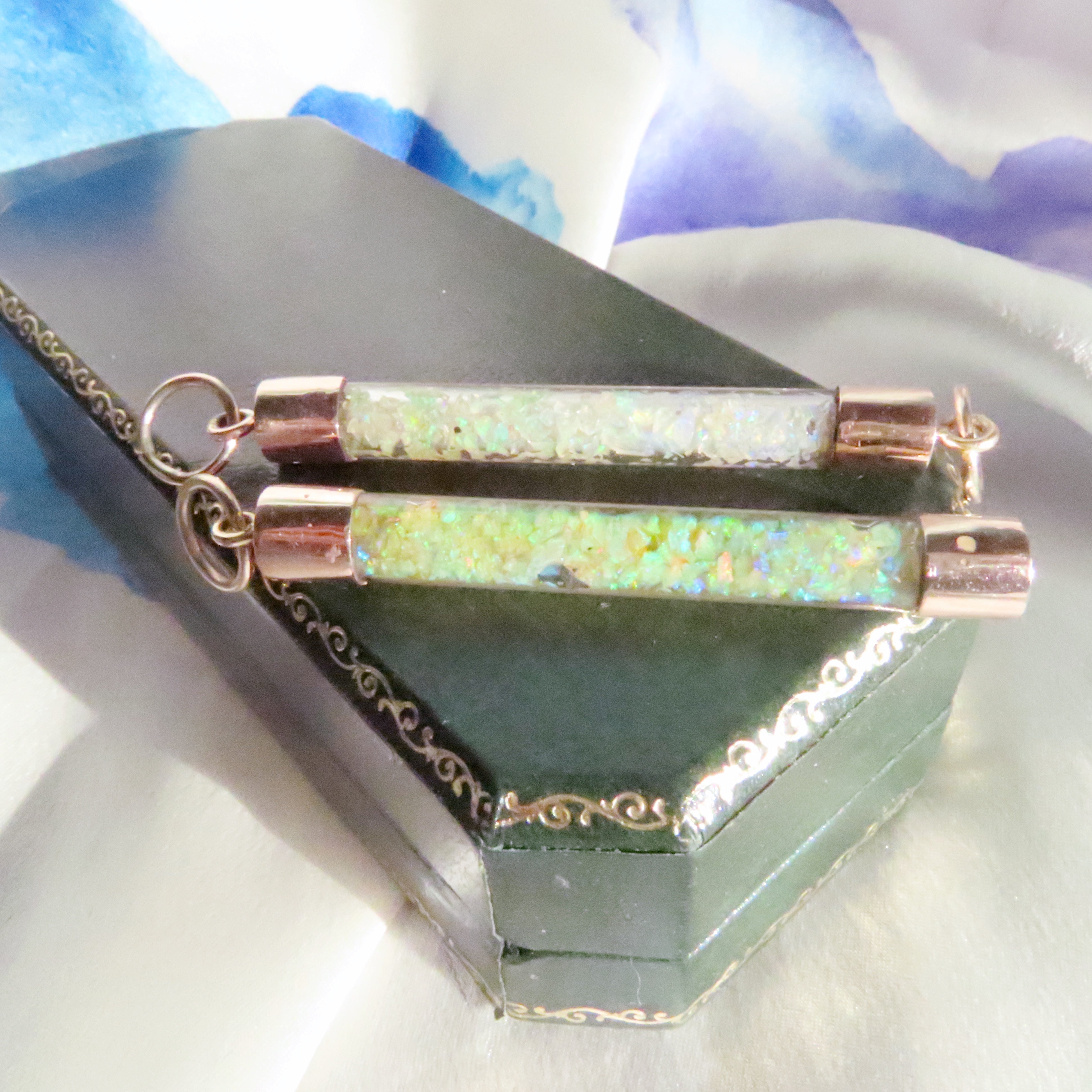 antique australian opal miners brooch conversion to pendant and chain extender