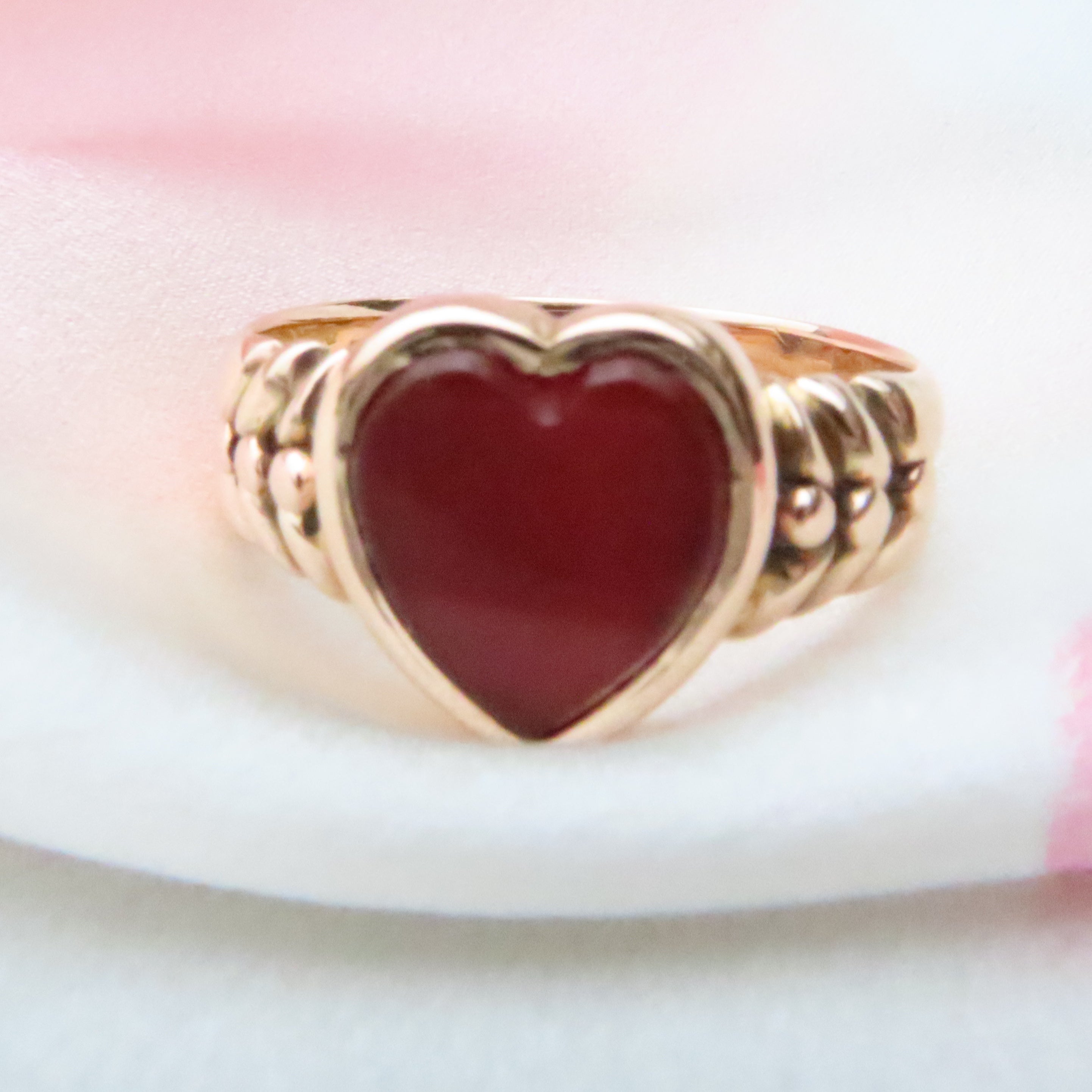 sentimental antique cornelian heart keeper ring 1900 edward vaughton