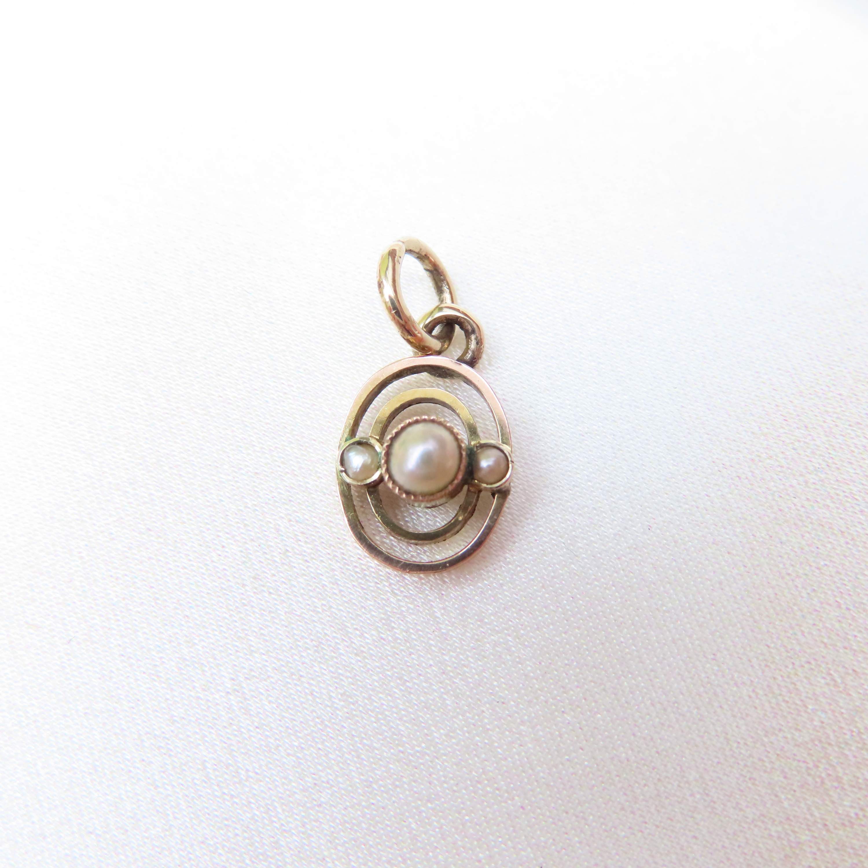 small stick pin conversion charm pearl and 9ct yellow gold