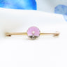 pink enamel shell & a cultured pearl bar brooch
