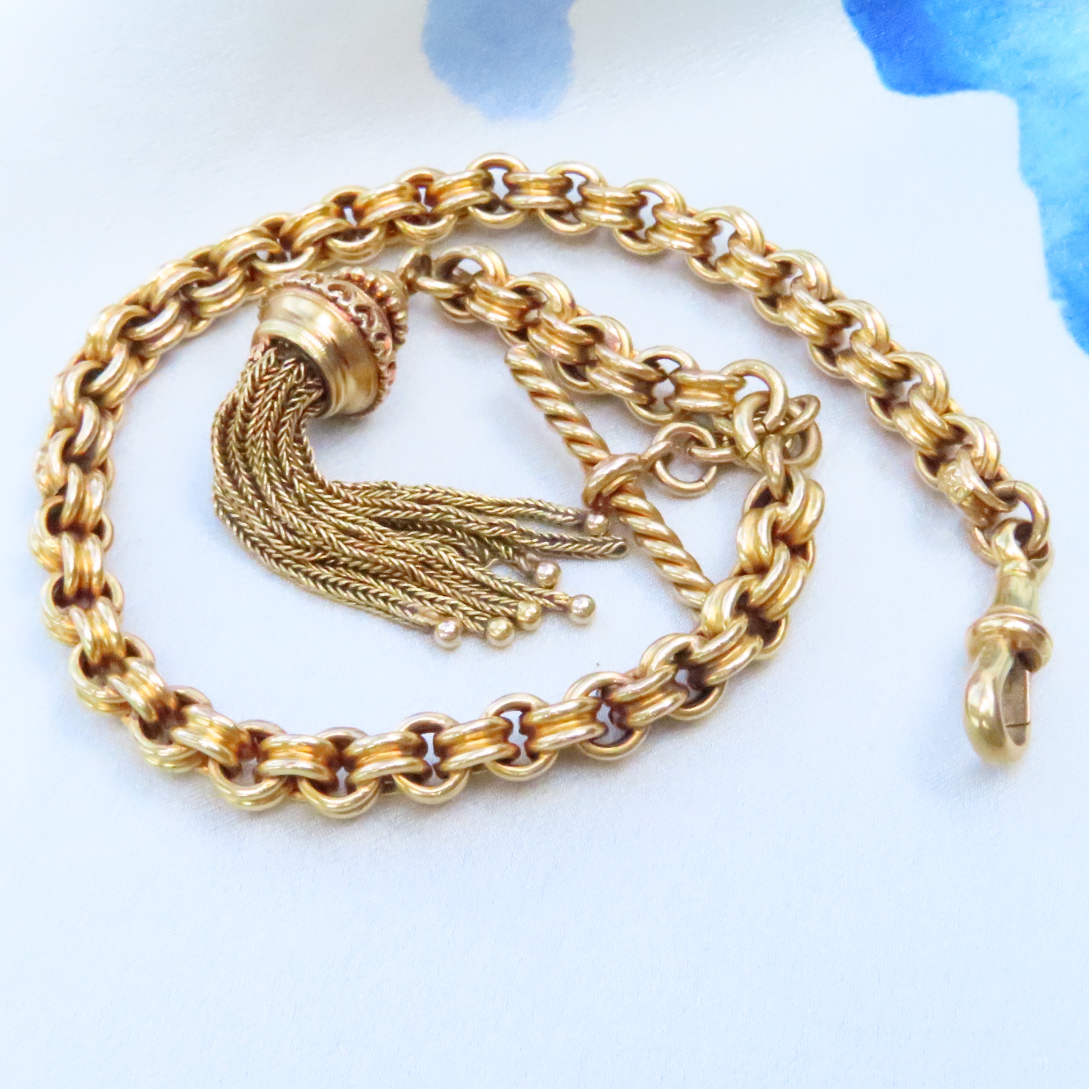 15ct albertina chain bracelet with tassel and t bar